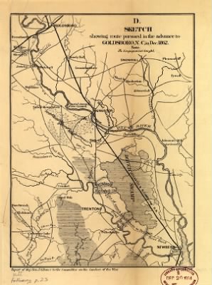 Goldsboro > Sketch showing route pursued in the advance to Goldsboro, N.C., in Dec. 1862 Bowen & Co., lith., Phila.