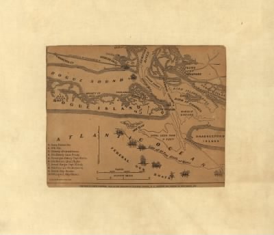 Beaufort Harbor > The war in North Carolina. Map of the entrance to Beaufort harbor, N.C. showing the position of Fort Macon, etc.
