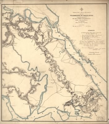 Peninsular Campaign > Williamsburg to White House / prepared by command of Maj. Gen. George B. McClellan, U.S.A., commanding Army of the Potomac. A. A. Humphreys, Brig. Gen. and Chief of Top. Eng'rs. ; compiled by Capt. H.L. Abbot, Top. Engrs.