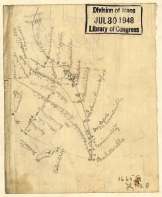 Albemarle and Nelson Counties > [Sketch of parts of Albemarle and Nelson counties, Virginia, showing road from Charlottesville to Scottsville, Lovingston, Howardsville, Afton, etc.].
