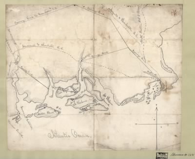 Charleston to Savannah > [Pencil sketch of the Atlantic Coast from Charleston, South Carolina, to Savannah, Georgia].