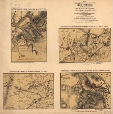 Culpeper County > Map[s] exhibiting part of the operations of the Army of Virginia under the command of Major General John Pope. Battlefield of Cedar Mountain, Aug. 9th 1862. The positions of the troops on the night of Aug. 27th and at sunset
