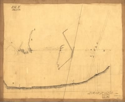 Alexandria > Plan e : [map showing two blockhouses between "Turn Pike Road" and "bridge," Alexandria, Virginia].
