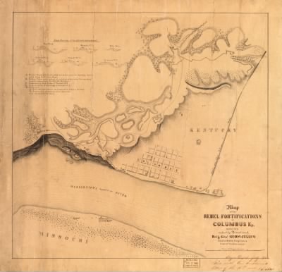 Columbus > Map of the rebel fortifications at Columbus, Ky. / surveyed under the direction of Brig. Genl. Geo. W. Cullum, Chief of Staff & Engineers, Dept. of the Mississippi.