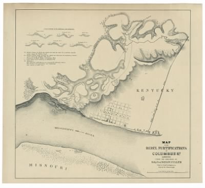 Columbus > Map of the rebel fortifications at Columbus, Ky. / surveyed under the direction of Brig. Genl. Geo. W. Cullum, Chief of Staff & Engineers, Dept. of the Mississippi.