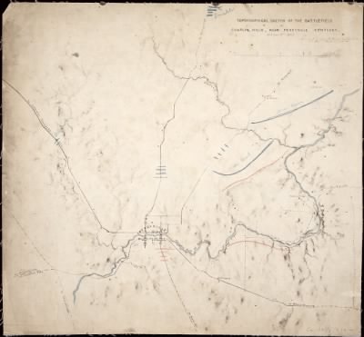 Thumbnail for Perryville > Topographical sketch of the battlefield of Chaplin hills, near Perryville, Kentucky. October 9th, 1862. / surveyed by Capt. N. Michler, Topl. Engr., U.S.A., and Maj. J.E. Weyss, Prinicpal Asst.