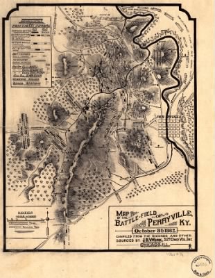 Perryville, Battle of > Map of the battle-field of Perryville, Ky., October 8th 1862. Compiled from the records and other sources by J. B. Work, 52d Ohio Vol. Inf.