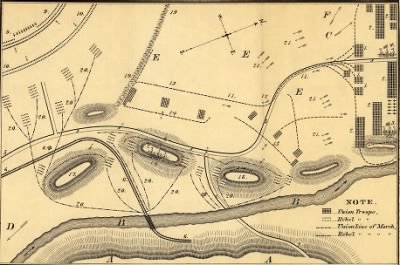 Thumbnail for Wauhatchie, Battle of > Rough plan of part of battle of Wauhatchie, Tenn., night of Oct. 28-29, 1863 Drawn from memory by H. T. [i.e., Hector Tyndale. 188-].