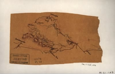 Orange County > [Sketch of a portion of Orange County, Va. showing roads between Orange Court House, Gordonsville, and Liberty Mills].
