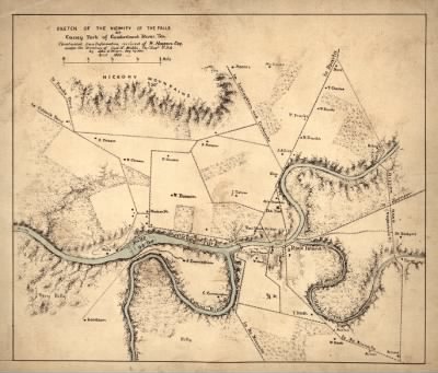 Cumberland River > Sketch of the vicinity of the falls of Caney Fork of Cumberland River, Ten. [sic] / Constructed from information received of W. Rosson Esq., under the direction of Capt. N. Michler, Topl. Engrs. U.S.A. by John E. Weyss, Maj.
