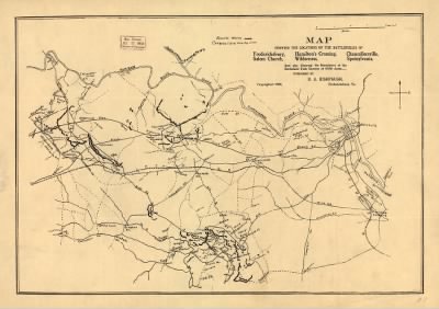 Spotsylvania County > Map showing the locations of the battlefields of Fredericksburg, Hamilton's Crossing, Chancellorsville, Salem Church, Wilderness, [and] Spotsylvania, and also showing the boundaries of the battlefield park surveys of 6556 acr