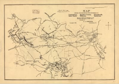 Thumbnail for Spotsylvania County > Map showing the locations of the battlefields of Fredericksburg, Hamilton's Crossing, Chancellorsville, Salem Church, Wilderness, [and] Spotsylvania, and also showing the boundaries of the battlefield park surveys of 6556 acr