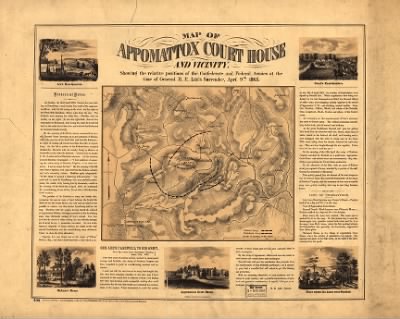 Appomattox > Map of Appomattox Court House and vicinity. Showing the relative positions of the Confederate and Federal Armies at the time of General R. E. Lee's surrender, April 9th 1865.