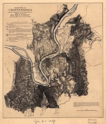 Chattanooga, Battle of > Battlefield of Chattanooga with the operations of the national forces under the command of Maj. Gen. U.S. Grant during the battles of Nov. 23, 24, & 25, 1863 Published at the U.S. Coast Survey Office, from surveys made under