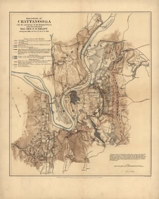 Chattanooga, Battle of > Battlefield of Chattanooga with the operations of the national forces under the command of Maj. Gen. U.S. Grant during the battles of Nov. 23, 24, & 25, 1863, published at the U.S. Coast Survey Office, from surveys made under