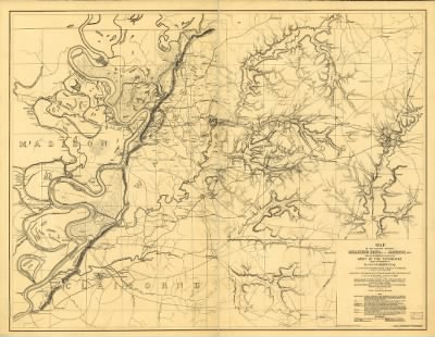 Milliken's Bend to Jackson > [Map of the country between Millikens Bend, La. and Jackson, Miss. shewing the routes followed by the Army of the Tennessee under the command of Maj. Genl. U.S. Grant, U.S. Vols. in its march from Millikens Bend to the rear o