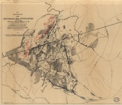 Bull Run, 2nd Battle of (Manassas) > Illustrative map of battle-grounds of August 28th, 29th & 30th, 1862, in the vicinity of Groveton, Prince William Co., Va. : of counsel for the government, chiefly from the survey made under the authority of the Hon. G. W. Mc