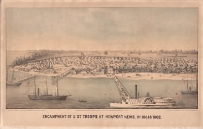 Newport News > Encampment of U.St. troops at Newport News, Va., 1861 & 1862 / lith. & print. by E. Sachse & Co.
