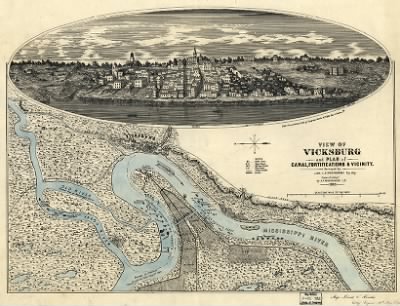 Vicksburg > View of Vicksburg and plan of the canal, fortifications & vicinity Surveyed by Lieut. L. A. Wrotnowski, Top: Engr. Drawn & lithogd. by A. F. Wrotnowski C.E.