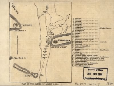 Mobile Bay, Battle of > Plan of the battle of August 5, 1864. [Mobile Bay]