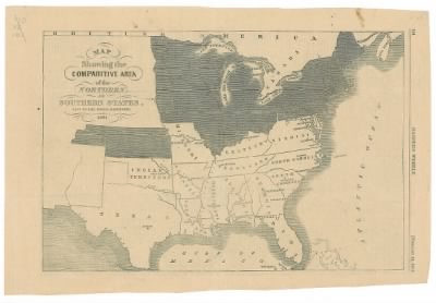 Thumbnail for United States > Map showing the comparative area of the northern and southern states, east of the Rocky Mountains.