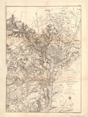 Washington DC, military map > Extract of military map of N.E. Virginia showing forts and roads.