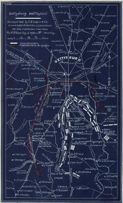 Thumbnail for Gettysburg, Battle of > Gettysburg battlefield Surveyed 1863 by E. B. Cope, U.S.T.E. Drawn under direction U.S. Commission, Col. John P. Nicholson, Chairman, by E. B. Cope, Eng. [and] E. M. Hewitt, Asst. Eng.