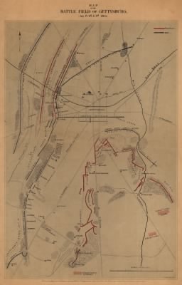 Thumbnail for Gettysburg, Battle of > Map of the battle field of Gettysburg. [July 1st, 2nd, and 3rd 1863] T. Sinclair's lith. Entered according to an Act of Congress in the year 1863 by J. B. Lippincott & Co. . .