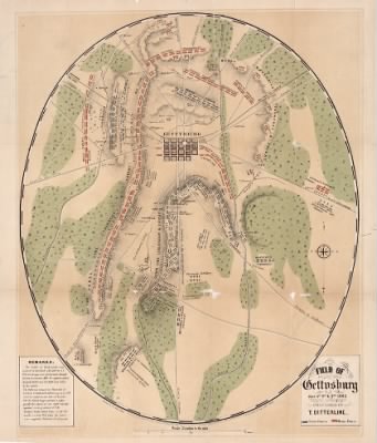 Thumbnail for Gettysburg, Battle of > Field of Gettysburg, July 1st, 2nd & 3rd 1863 / prepared by T. Ditterline ; drawn by T. Ditterline.