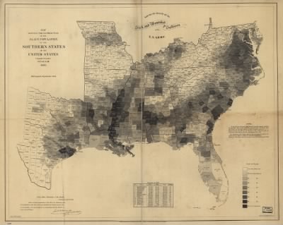 Southern States, slave population > Map showing the distribution of the slave population of the southern states of the United States. Compiled from the census of 1860 Drawn by E. Hergesheimer. Engr. by Th. Leonhardt.