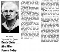 Annie Elizabeth Walk (Miles) Obituary -- 30 Nov 1963