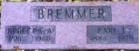 Earl Leroy Bremmer and Rebecca A Bremmer (Raber) - Headstone