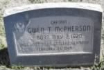 Gwen T McPherson Headstone in honor of him