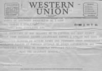 Telegram from War Dept. to wife of Lt. Warren Staley