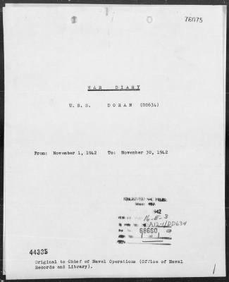 USS DORAN > War Diary, 11/1-30/42