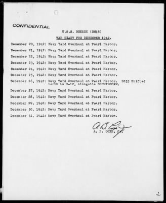 USS BREESE > War Diary, 12/1-31/42
