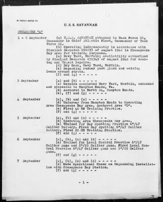 USS SAVANNAH > War Diary, 9/1-30/42 (Enc A)