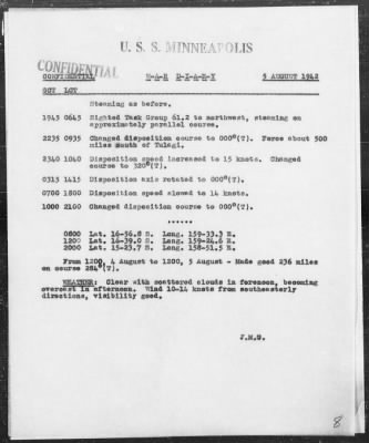 Thumbnail for USS MINNEAPOLIS > War Diary, 8/1-31/42 (Enc A)