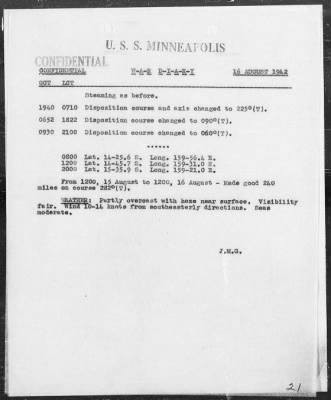 USS MINNEAPOLIS > War Diary, 8/1-31/42 (Enc A)