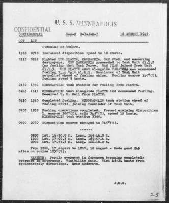 USS MINNEAPOLIS > War Diary, 8/1-31/42 (Enc A)