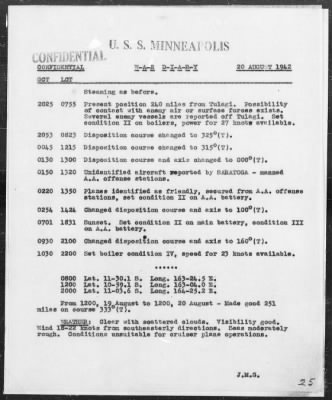 USS MINNEAPOLIS > War Diary, 8/1-31/42 (Enc A)