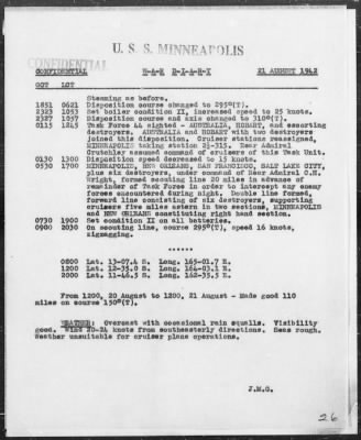 USS MINNEAPOLIS > War Diary, 8/1-31/42 (Enc A)