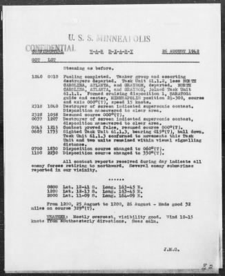 USS MINNEAPOLIS > War Diary, 8/1-31/42 (Enc A)