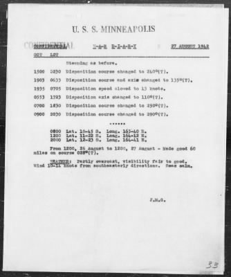 USS MINNEAPOLIS > War Diary, 8/1-31/42 (Enc A)