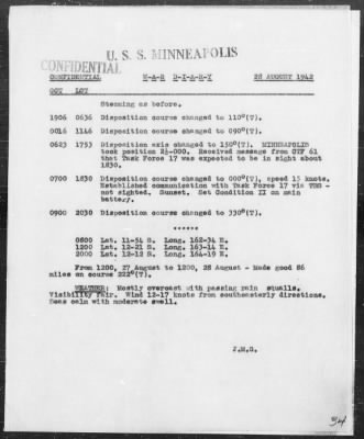 USS MINNEAPOLIS > War Diary, 8/1-31/42 (Enc A)