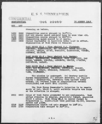 USS MINNEAPOLIS > War Diary, 8/1-31/42 (Enc A)