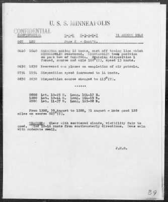 USS MINNEAPOLIS > War Diary, 8/1-31/42 (Enc A)