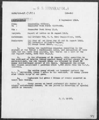 USS MINNEAPOLIS > War Diary, 8/1-31/42 (Enc A)