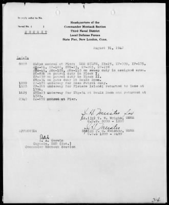 COMISHPAT 3rd ND > War Diary, Montauk Section, 8/1-31/42 (Enc A)