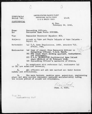 COMTASKFOR 16 > Report on raid on Wake Island, 24 Feb 1942